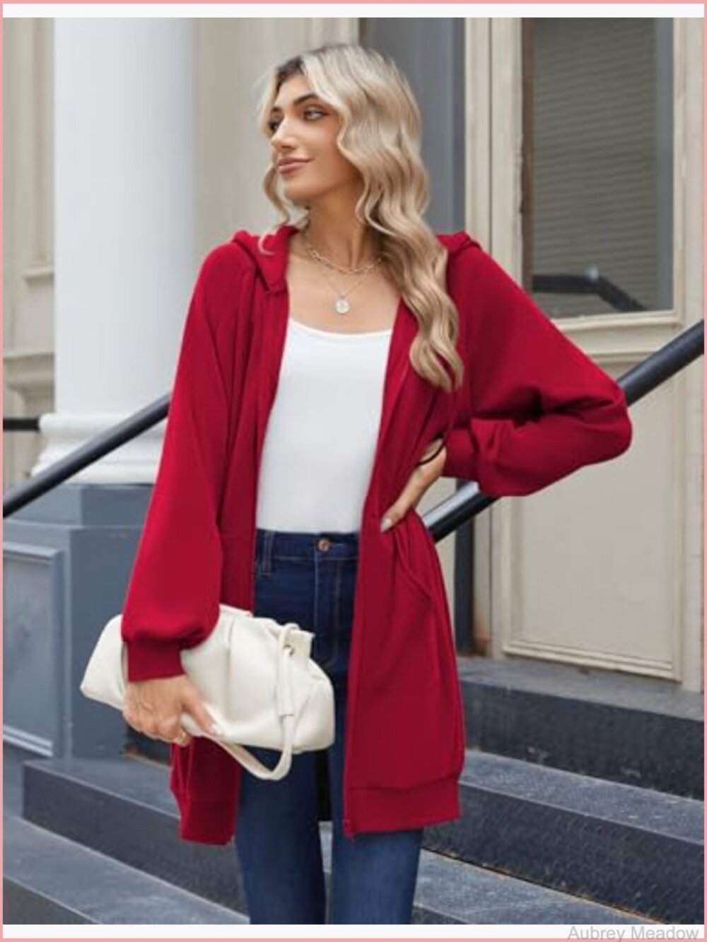 Long Fleece Zip Up Hoodie with Pockets Tunic Sweatshirt - Picture 3 of 7